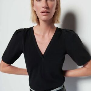 Elegant Black V-Neck Women's Top